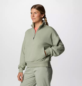 Sweat-shirt surdimensionné à demi-zip pour femme Silk Road, couleur unie, décontracté d'été, imprimé, technique de lavage à l'acide, style streetwear, devant - Product Image 3