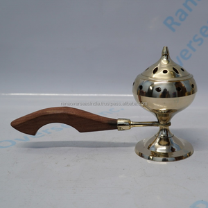 Quemador de incienso de latón con mango de madera, ecológico y portátil, para Bakhoor, uso en el hogar, templos y aromaterapia, ideal para primavera y verano. - Product Image 5