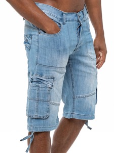 Pantalones Cortos Cargo Vintage de Verano para Hombre, Largos hasta la Rodilla, Multibolsillos, Vaqueros, Bordados, de Cintura Media, Lavado Oscuro, de Secado Rápido - Product Image 3