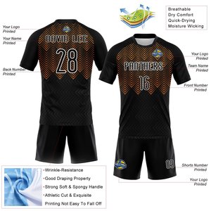 เสื้อฟุตบอลสีดำชมพูแบบซับลิเมชั่นลายเชฟรอน เสื้อฟุตบอลแห้งเร็ว ชุดกีฬา - Product Image 3
