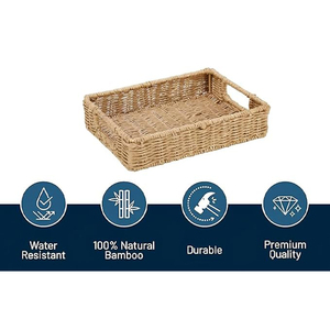 Vintage New Arrival <b>Rectangle</b> Shape Tabletop Decoration Rattan Woven Serving <b>Storage</b> Tray Handmade <b>Storage</b> <b>Basket</b> Kitchen Ware - Product Image 5