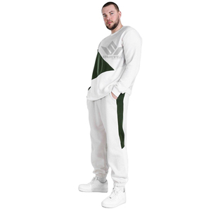 Unisex <b>White</b> Cotton Tracksuit Set Crew Neck Sweatshirt and <b>Jogger</b> Pants Casual Autumn Sportswear - Product Image 6