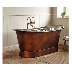 Elegant Hammered Copper Antique Freestanding Rectangle Bathtub Eco-Friendly Design Luxury Wide Rim Soaking Tub Antique. - Product Image 6