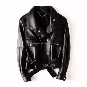 Vente en gros Veste en cuir véritable de qualité supérieure pour femmes Nouveau style matelassé Haute couture Vêtements d'hiver Broderie Rivet Respirant - Product Image 3