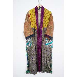 Indian 100% Silk Luxury Kimono <b>Nightdress</b> Women Soft Comfortable Elegant Japanese Bridal Floral V-neck Drawstring High Quality - Product Image 2