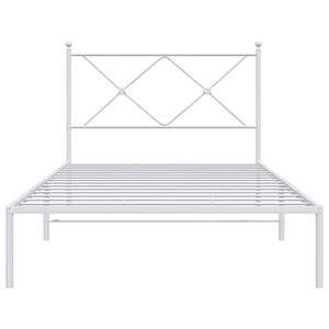 Cadre de lit simple durable en acier métallique blanc thermolaqué - Product Image 4