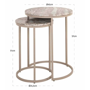 Modern Midcentury Modern <b>Nesting</b> Coffee <b>Tables</b> <b>Marble</b> Top Wood Frame Handmade Eco-Friendly Lightweight Contemporary Living Room - Product Image 2