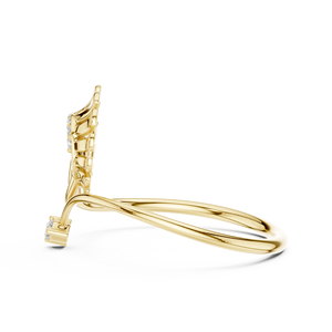 Anillos de oro macizo de 14k para mujer con diseño minimalista de cola de pavo real y diamantes de corte redondo, ideales para regalo, compromiso, aniversario, boda. - Product Image 2
