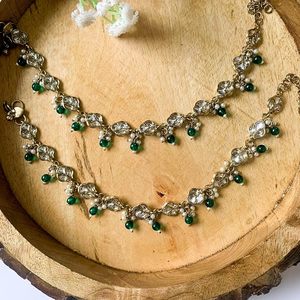 Tobilleras de Aleación de Zinc Chapadas en Oro Certificadas para Mujer, Diseño de Borlas, Imitación de Perlas, Engaste de Circonita, Estilo Bohemia, Boda - Product Image 1