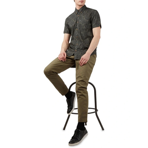 Olive Green Chino Pants High Waist Mid weight Cotton Casual Trousers Button Fly Autumn Season - Product Image 6