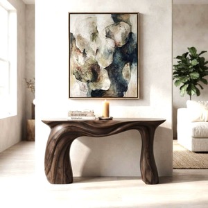 <b>Rustic</b> live edge console <b>table</b> With Pedestal Base Handmade Entryway Furniture For Living Room Luxury Customizable <b>Tables</b> - Product Image 3