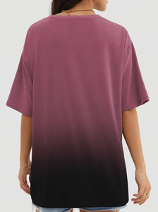Hardhoodi Interination Plus Size Women's <b>Patchwork</b> Anti-Wrinkle O-Neck Pullover Short Sleeve 100% Cotton Casual Summer Knit Tee - Product Image 2