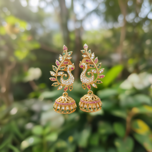 Peacock Dangle Earrings-Fashion Statement Jewelry - Product Image 3
