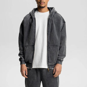 Heavyweight Acid Wash Zip Up Hoodie for Men Vintage Oversized Streetwear Hoodie with Full Zip Comfortable Daily Wear - Product Image 6