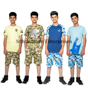 Conjunto de Camiseta y Pantalones Cortos para Niños, Algodón, Verano, Camuflaje, 2 Piezas - Product Image 1