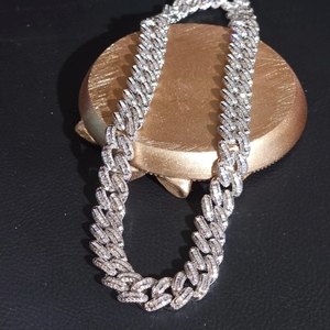 Trending 14mm 18mm Mosaic Setting <b>Cuban</b> <b>Link</b> <b>Chain</b> Moissanite <b>Cuban</b> Bracelet Necklace Custom Hip Hop Diamond <b>Cuban</b> <b>Links</b> - Product Image 6