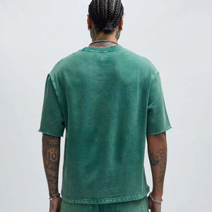 Mens <b>Tshirt</b> 100_ Cotton Drop Shoulder Streetwear Mock Neck Plain Crop Acid Wash t Shirt for Men - Product Image 5