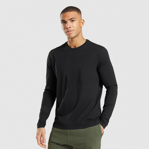 T-shirt ample à manches longues en coton tricoté 100 % personnalisé, sans col, anti-boulochage, service OEM, pour homme, idéal pour l'été - Product Image 1