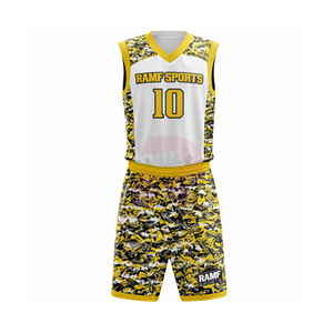 เสื้อบาสเก็ตบอลปักลายแบบซับลิเมชั่น เสื้อบาสเก็ตบอลและกางเกงขาสั้นแบบสั่งทำพิเศษ ชุดยูนิฟอร์มบาสเก็ตบอลแบบกลับด้านได้สำหรับผู้ใหญ่ ไซส์พลัส - Product Image 1