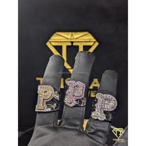 Wholesale <b>Initial</b> P <b>Ring</b> with VVS Moissanite Diamond With 925 Sterling Silver Hip Hop Jewelry By Trisha Jewels - Product Image 3