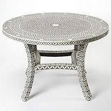 Table à manger moderne ronde en bois avec incrustations en os, table d'appoint décorative pour salon, maison, 4 places - Product Image 2