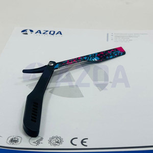 Stainless Steel Color Splash Straight <b>Razor</b> with Black Plastic Handle for Disposable Blades Professional Barber Tool - Product Image 5