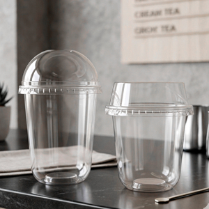 Gobelets jetables en PP à paroi simple QUANG QUAN 12/16/24oz transparents avec couvercles de 95 mm pour café, thé au lait et boissons chaudes/froides - Product Image 1