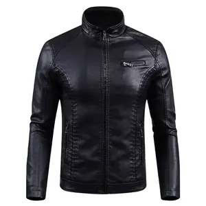 Veste en cuir bomber en peau de mouton véritable pour homme, vestes en cuir de moto, couleur marron, veste en cuir pour homme - Product Image 1