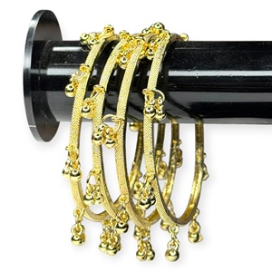 Best Selling Kashmiri 24K <b>Gold</b> Plated Trendy Jhumki Ghungroo Metal <b>Bangles</b> <b>Set</b> with Elegant Finish Lightweight Stylish Wedding - Product Image 1