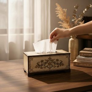 Modern Wooden Eco-friendly Tissue Box Floral Paper Holder Rattan Metal Accent Napkin Case for <b>Table</b> Home Hotel <b>Car</b> Decor - Product Image 4
