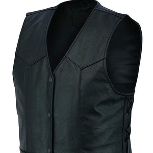 Men's PU <b>Leather</b> <b>Vest</b> Moto <b>Biker</b> Style V-Neck Button Closure Solid Color Autumn Outer Wear Regular Fit - Product Image 4