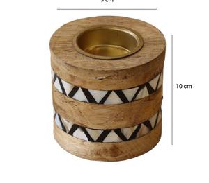 Mango Wood Incense Burner Set Bulk Luxury Wooden Bakhoor Censer with <b>Matching</b> Storage <b>Box</b> and Tray Geometric Zigzag Pattern - Product Image 5