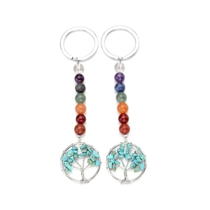 Llavero de cristal de alta calidad, Howlite Turquesa, Siete Chakras, Llavero con diseño de Búho, Piedra Natural en forma de Corazón, Regalos para Mujeres - Product Image 6