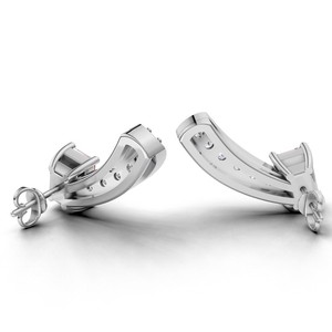 IGI Certified Lab Grown <b>Diamond</b> Pink Emerald Cut Curved Drop <b>Earrings</b> in 18K Gold | Luxury Fine Jewelry - Product Image 3