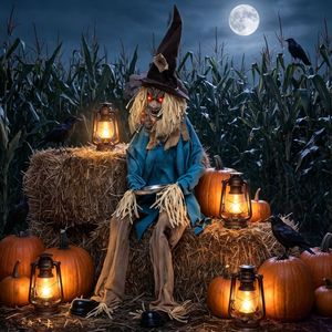 Decorazione Animatronica Spaventapasseri di Halloween con Testa Mobile, 1,6 m, per Esterni e Interni - Product Image 1