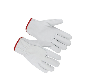 Durable Leather Safety Gloves Full Smooth Texture Anti-Slip Elastic Wristlet Waterproof Impact Resistant General Purpose White - Product Image 3