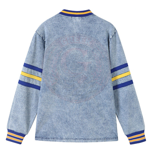 Sigma Gamma R Sorority Denim <b>Cardigan</b> V-Neck Style Women's 100% Cotton Breathable Winter Blue Yellow Embroidery SGR Greek Letter - Product Image 2