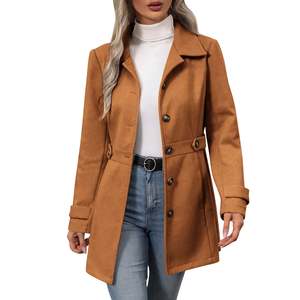 Manteau long trench-coat pour femme, ceinturé, double boutonnage, coupe-vent, automne-hiver, personnalisé - Product Image 3