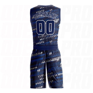 Maillot de basket-ball personnalisé bleu marine royal à col rond avec sublimation, nom de l'équipe, numéro, logo, ensemble de vêtements de sport pour le basket-ball - Product Image 2
