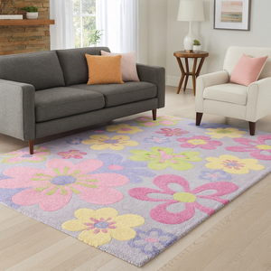 luxury hand tufted <b>carpet</b> soft wool purple color floral pattern eco friendly for home decor - Product Image 1