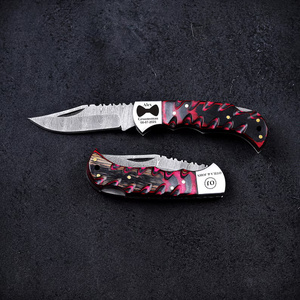 A&M ENTERPRISES Premium Industrial Grade Damascus Steel Drop Point Folding <b>Knife</b> Resin Handle Leather Cover <b>Sharpening</b> <b>Knife</b> - Product Image 3