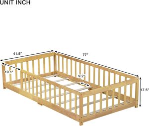 Lit d'enfant Montessori en bois massif pour tout-petits avec barrières de sécurité, vente en gros |   Artisanat Pindel - Product Image 3