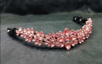 Browband Kulit Elegan dengan Bunga Kristal Pink Biru dan Rose Gold Model CB-96 untuk Berkuda