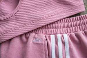 Women's Pink Solid Color Tracksuit Set <b>Sleeveless</b> Crop <b>Top</b> Elastic Waist Joggers Casual Sporty Full Length Pants <b>White</b> Stripes - Product Image 6