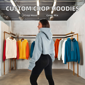 Sudadera Corta con Capucha para Mujer, Corte Cuadrado, Manga Larga, con Tela de Mezcla de Algodón Premium para Uso Diario Informal y Streetwear - Product Image 6