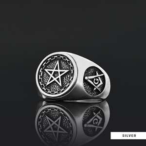 แหวนเมสัน BOJ รุ่น 039 แหวนสั่งทำพิเศษสำหรับทุกเพศ แหวนตราประทับฟรีเมสันแบบปรับแต่งได้ แหวนตราประทับมาสเตอร์เมสันเท็กซัส ฮิปฮอป สีเงิน ราคาประหยัด - Product Image 6