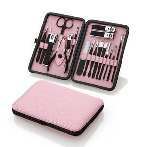 Hot Selling Custom <b>Manicure</b> Pedicure <b>Kit</b> 5 1 Durable Stainless Steel Nail Clipper Scissor File Portable Luxurious Style Bag - Product Image 3