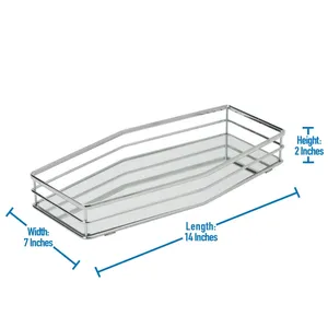 <b>Rectangular</b> Glass Cosmetic <b>Tray</b> <b>Mirror</b> Surface Modern Design Decorative Storage Organizer for Makeup and Beauty Products - Product Image 6