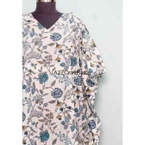 Vestido Kaftán Maxi Informal de Algodón Ecológico Hecho a Mano, Estilo Indio Vintage, con Cuello en V y Estampado Floral, para Mamás, Ropa de Playa, Ropa de Dormir - Product Image 3