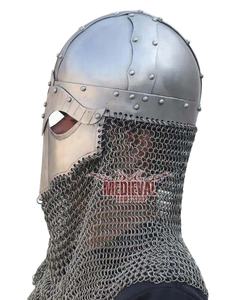 Casco Vikingo Completo Hecho a Mano con Avental de Cota de Malla de Acero Dulce, Armadura Medieval para Cosplay, Reenactamiento, Exhibición y Coleccionismo - Product Image 6